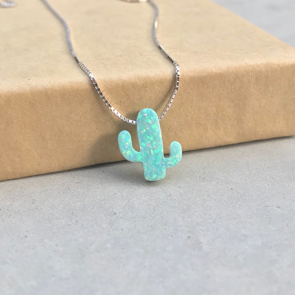 Fire Opal Cactus Necklace